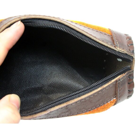 Peruvian Peru Pencil Stationary Case Round Woven Native Blanket Leather Pouch - Picture 8 of 8